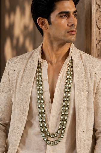 Double layered green kundan necklace