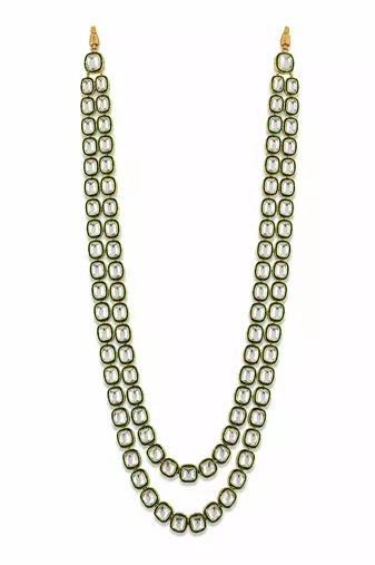 Double layered green kundan necklace