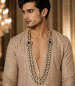 Gold plated double layered kundan necklace
