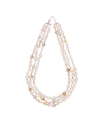 Gold plated layered pearl kundan mala necklace 2