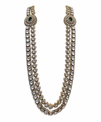 Gold plated double layered kundan necklace 2