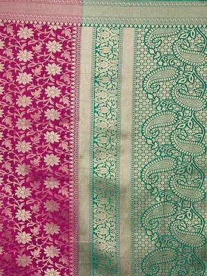 magenta magenta & green ethnic motifs zari silk blend saree 4