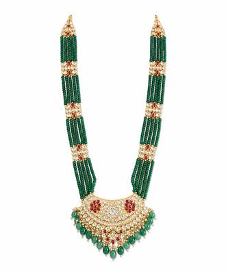 Emerald green beaded kundan statement necklace 2