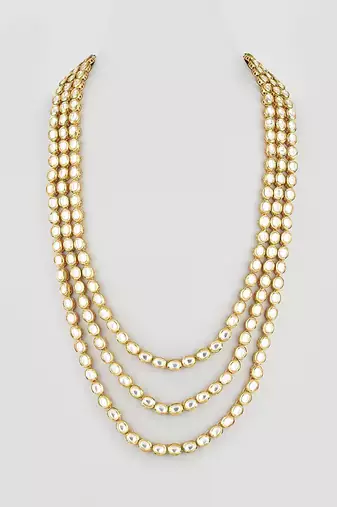 Gold plated classic layered kundan mala necklace