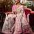 peach peach-coloured & pink floral woven design zari banarasi saree