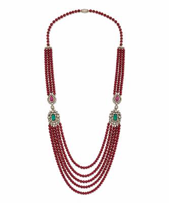 Multi layered ruby red beaded kundan groom mala necklace 2