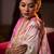 peach peach-coloured & pink floral woven design zari banarasi saree