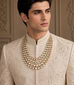 Gold plated layered kundan groom mala necklace