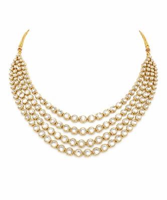 Gold plated layered kundan groom mala necklace 2