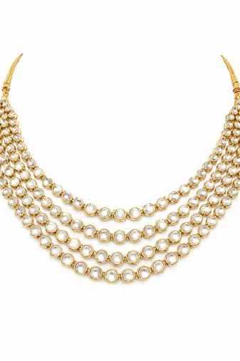 Gold plated layered kundan groom mala necklace