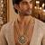Gold plated kundan floral pendant necklace