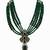 Gold plated multi layered green beaded pendant necklace