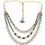 Gold plated layered green beaded kundan mala necklace
