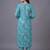 women ethnic motifs printed regular thread work cotton kurta with trousers & with dupatta