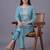 women ethnic motifs printed regular thread work cotton kurta with trousers & with dupatta