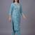 women ethnic motifs printed regular thread work cotton kurta with trousers & with dupatta