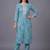 women ethnic motifs printed regular thread work cotton kurta with trousers & with dupatta