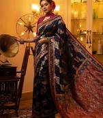 navy_blue woven design zari banarasi saree
