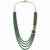 Gold plated layered green beaded statement mala necklace
