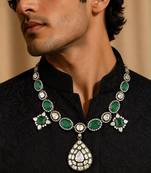 Green stone polki pendant necklace