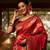 red ethnic motifs woven design zari silk blend banarasi saree