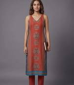 women ethnic motifs printed regular kurta with trousers