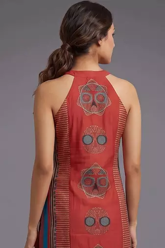 women ethnic motifs printed regular kurta with trousers