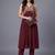 women ethnic motifs embroidered empire thread work kurta with trousers