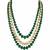Gold plated layered kundan green beaded mala necklace