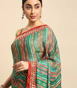 turquoise bandhani gotta patti pure chiffon saree