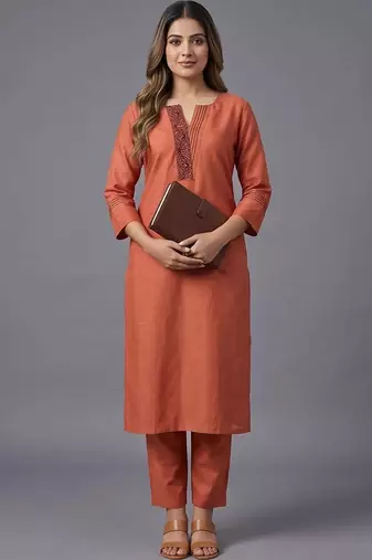 women ethnic motifs embroidered regular thread work kurta with trousers