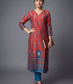women ethnic motifs printed regular chanderi silk kurta with trousers