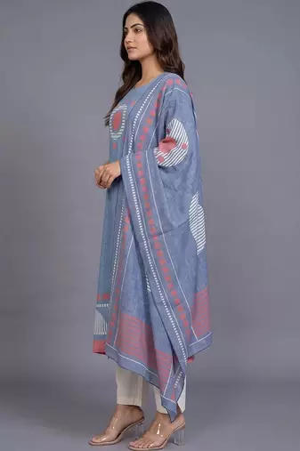 women printed regular kurta with trousers & with dupatta