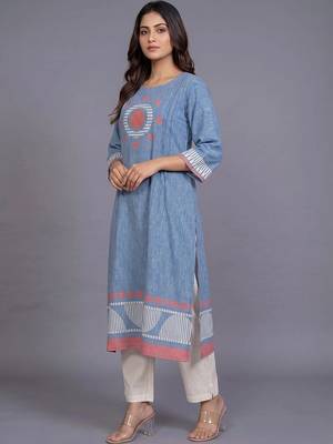 women printed regular kurta with trousers & with dupatta 6