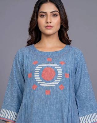 women printed regular kurta with trousers & with dupatta 7