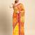 yellow bandhani gotta patti pure chiffon saree