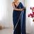 blue sequinned satin saree