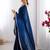 blue sequinned satin saree