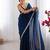 blue sequinned satin saree
