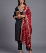 women ethnic motifs embroidered regular mirror work kurta with trousers & with dupatta