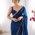 blue sequinned satin saree