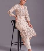 women ethnic motifs printed regular kurta with palazzos