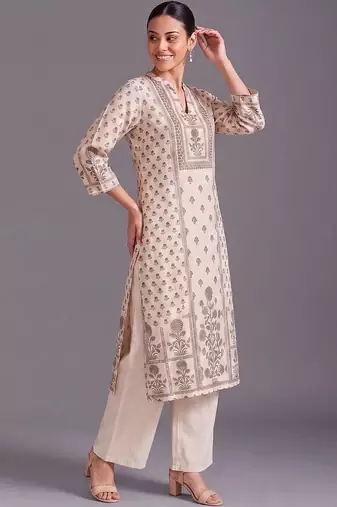 women ethnic motifs printed regular kurta with palazzos
