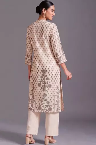 women ethnic motifs printed regular kurta with palazzos