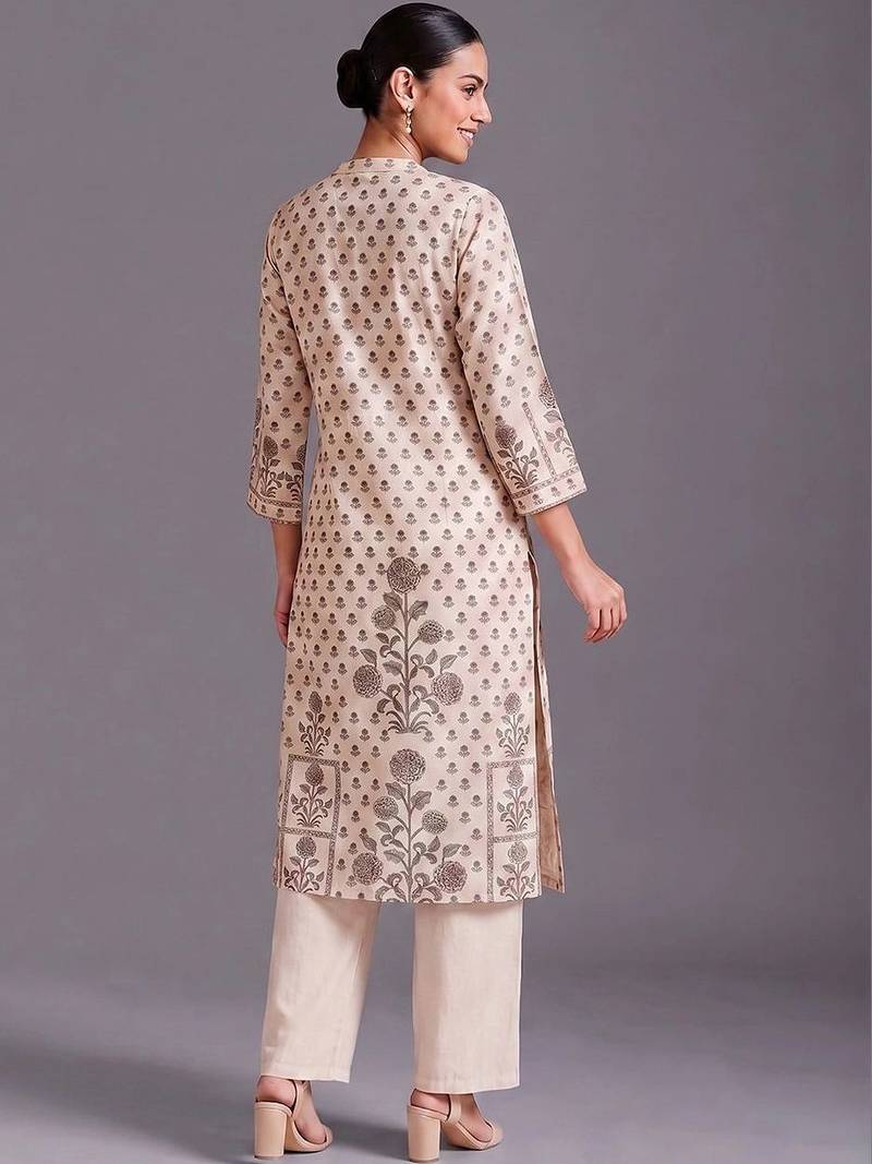 women ethnic motifs printed regular kurta with palazzos