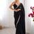 Black satin saree with blouse piece