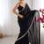 Black satin saree with blouse piece