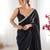 Black satin saree with blouse piece