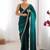 Teal sequinned satin saree
