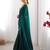 Teal sequinned satin saree